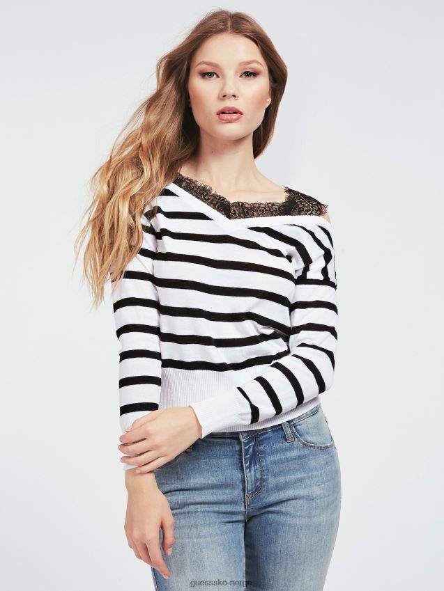 Guess off shoulder blondedetaljer genser flerfarget mønster flerfarget mønster kvinner F0LJ806260