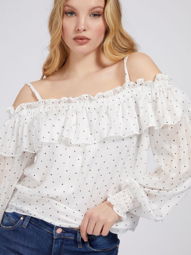Guess off-shoulder bluse hvit multi hvit multi kvinner F0LJ806601