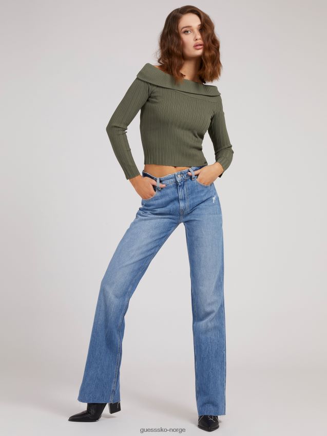Guess off-shoulder genser grønn grønn kvinner F0LJ805903