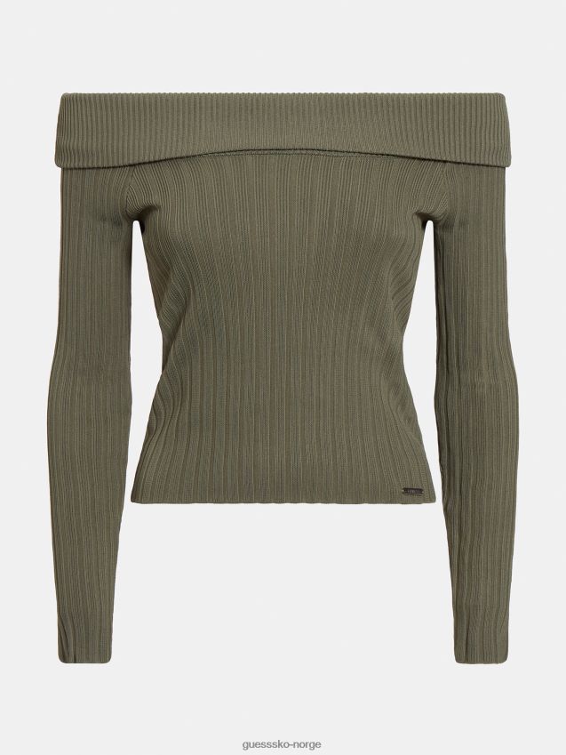 Guess off-shoulder genser grønn grønn kvinner F0LJ805903