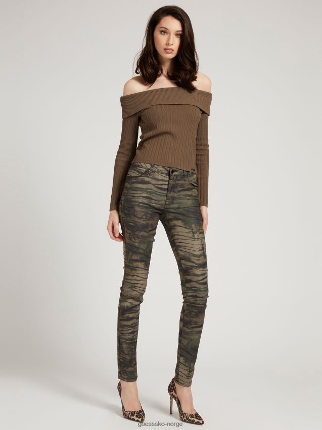 Guess off-shoulder genser grønn grønn kvinner F0LJ806306