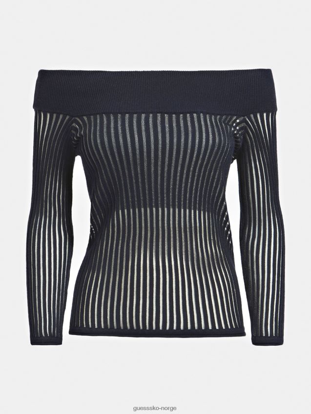 Guess off shoulder genser i bomullsblanding blå multi blå multi kvinner F0LJ806106