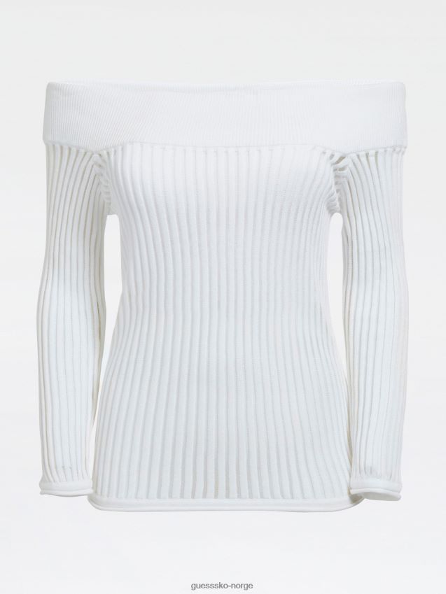 Guess off shoulder genser i bomullsblanding hvit hvit kvinner F0LJ805752