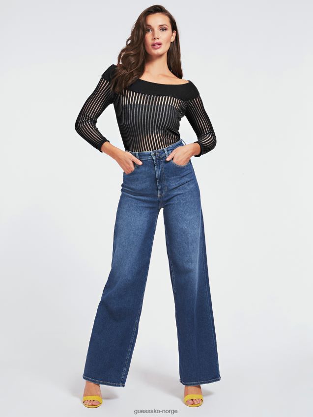 Guess off shoulder genser i bomullsblanding svart svart kvinner F0LJ805825