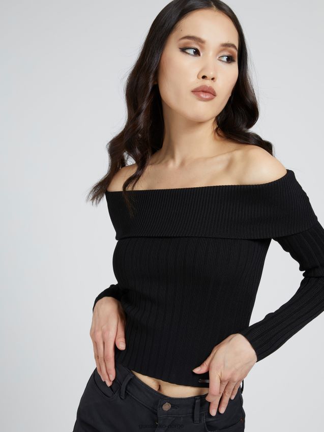 Guess off-shoulder genser svart svart kvinner F0LJ805972