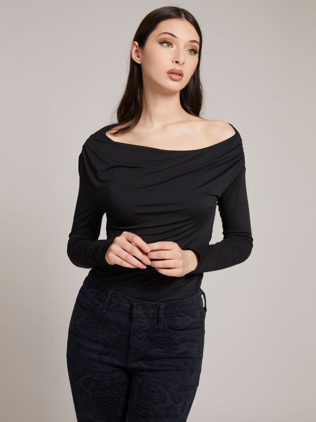 Guess off-shoulder topp svart svart kvinner F0LJ806453