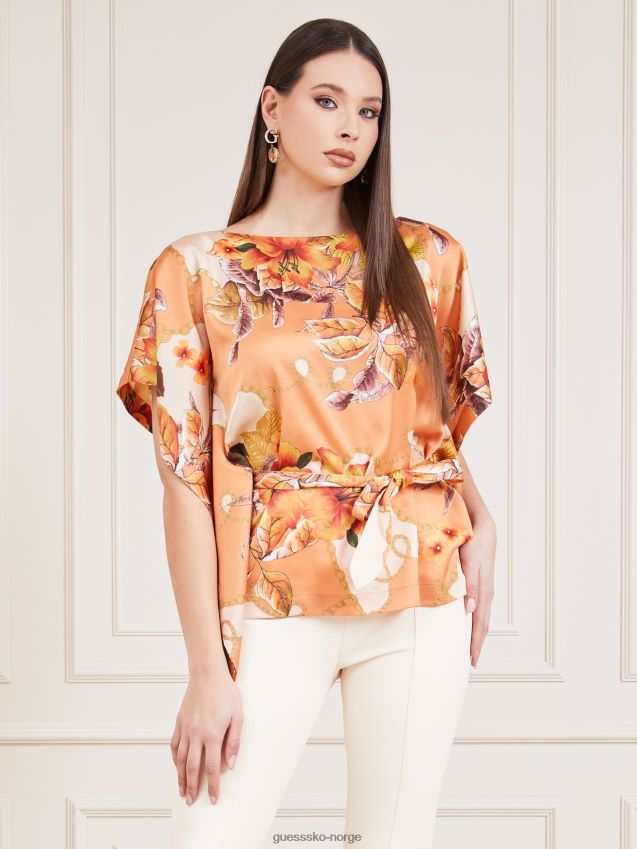 Guess oransje marciano all over print topp oransje kvinner F0LJ803082