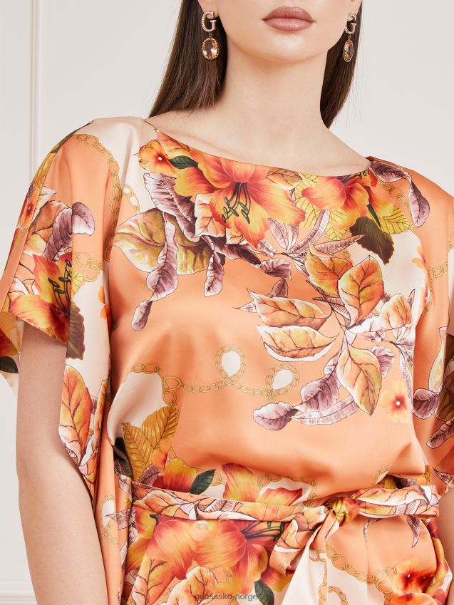 Guess oransje marciano all over print topp oransje kvinner F0LJ803082