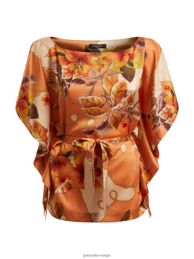 Guess oransje marciano all over print topp oransje kvinner F0LJ803082