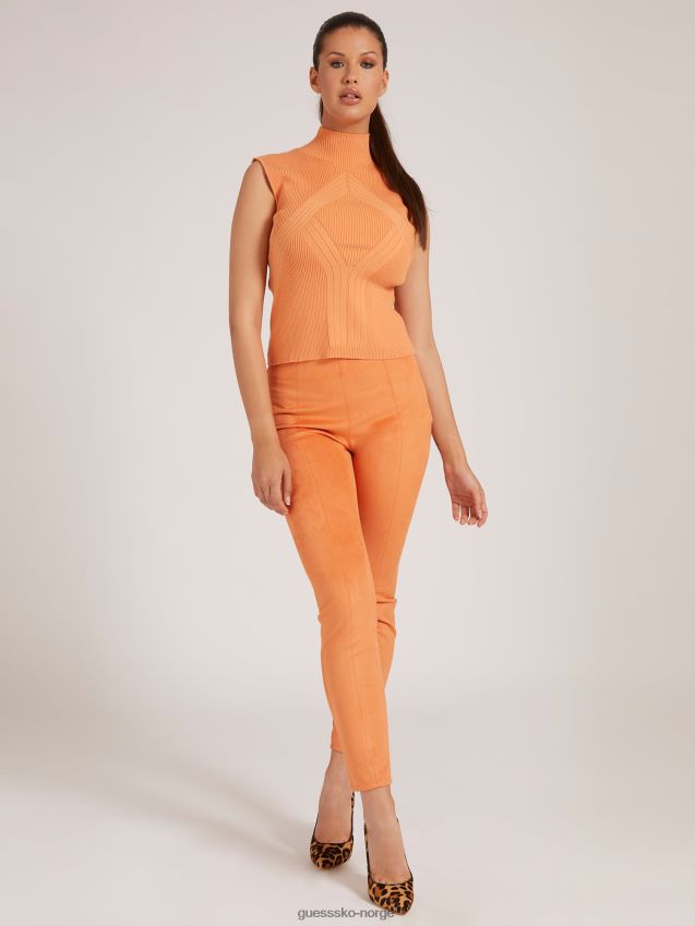 Guess oransje ribbestrikket genser med skilpad hals oransje kvinner F0LJ806231