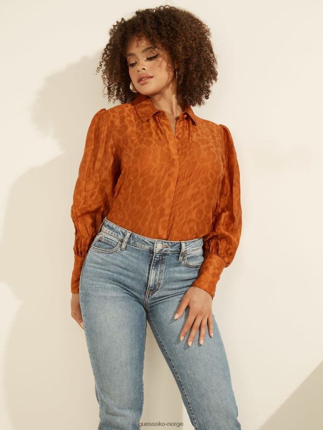 Guess oransje skjorte med dyrere trykk oransje kvinner F0LJ806734