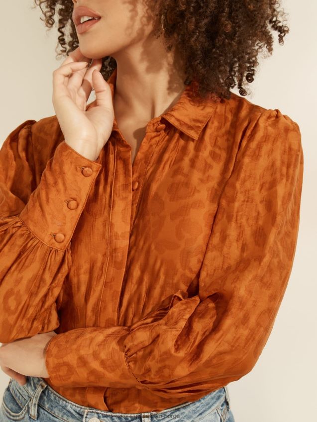 Guess oransje skjorte med dyrere trykk oransje kvinner F0LJ806734