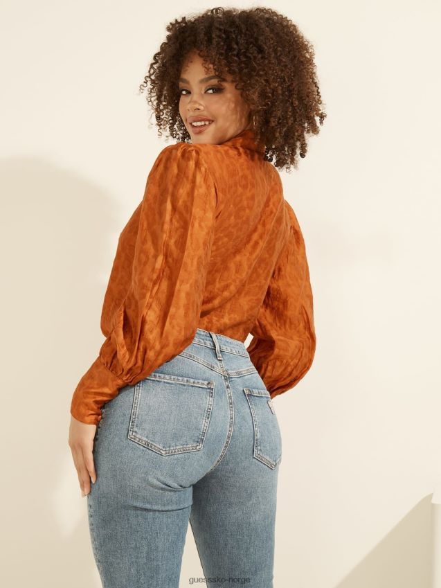 Guess oransje skjorte med dyrere trykk oransje kvinner F0LJ806734