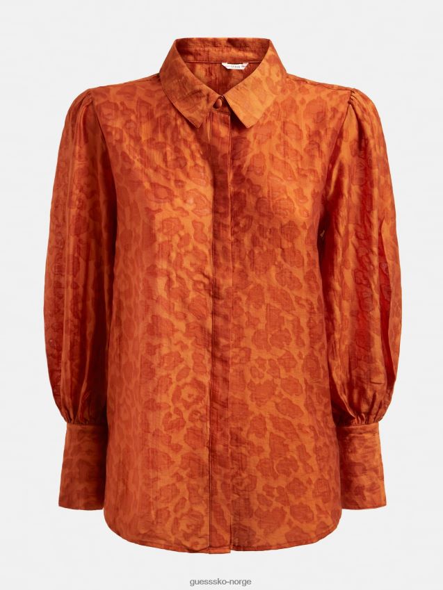 Guess oransje skjorte med dyrere trykk oransje kvinner F0LJ806734