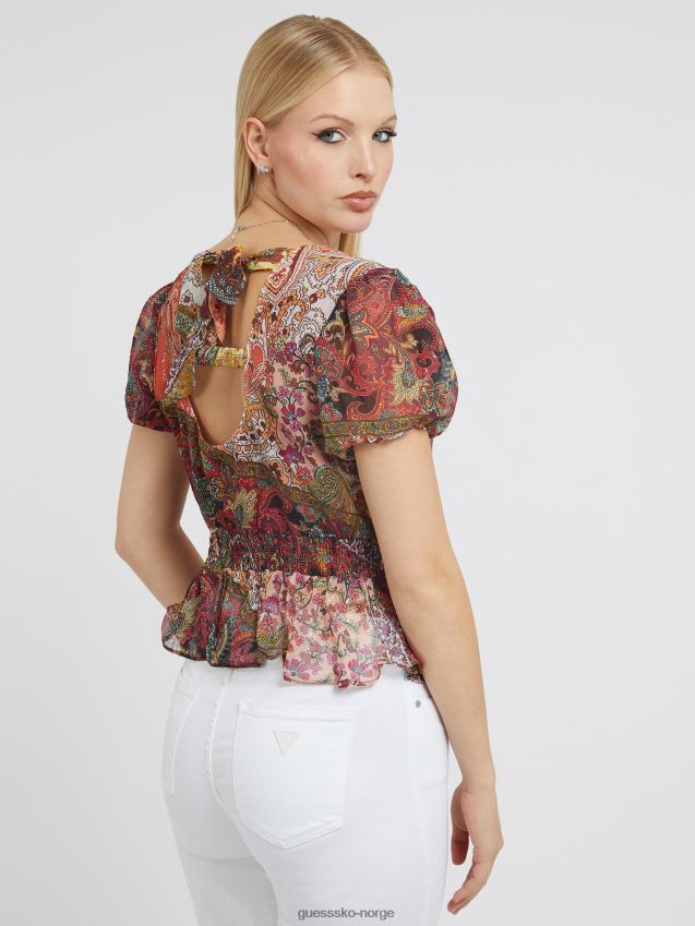 Guess paisley print topp rød rød kvinner F0LJ803170