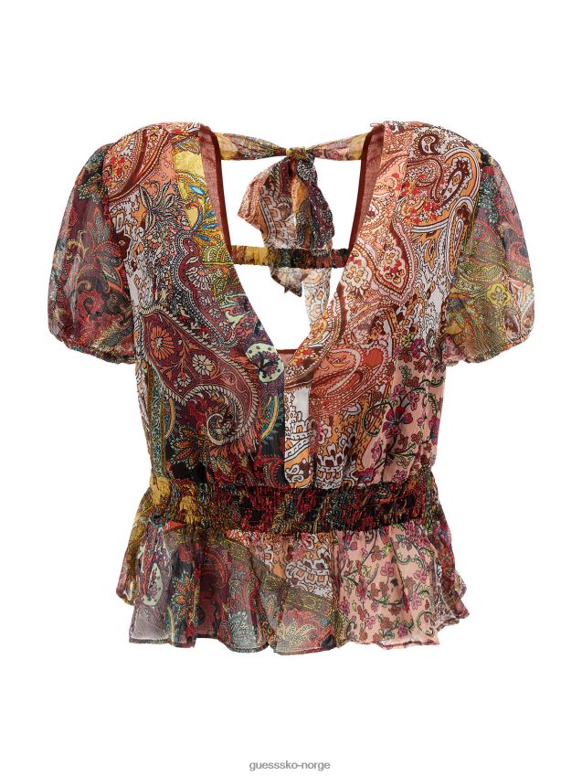 Guess paisley print topp rød rød kvinner F0LJ803170