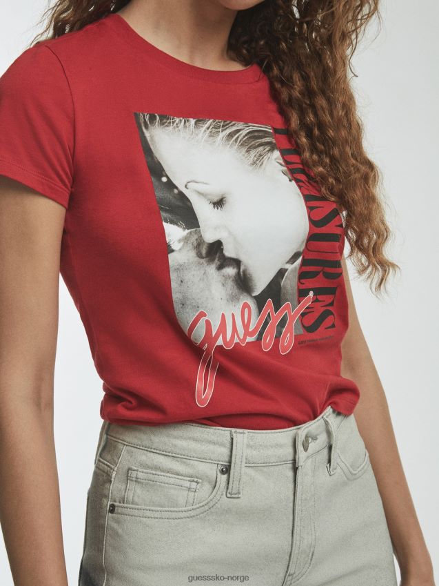 Guess rød plassert print crop top rød kvinner F0LJ806371