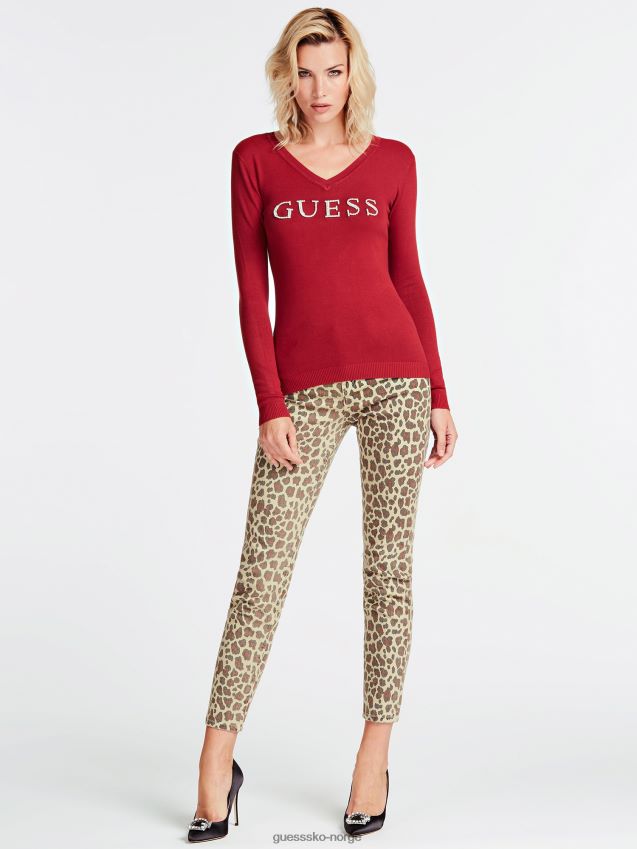 Guess rhinestone logo foran genser rød rød kvinner F0LJ805747