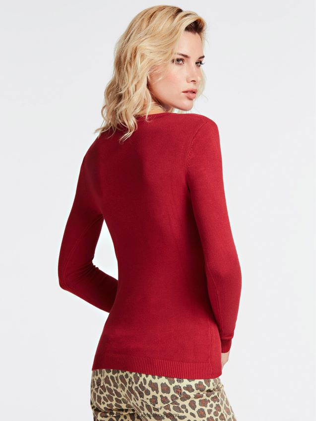 Guess rhinestone logo foran genser rød rød kvinner F0LJ805747