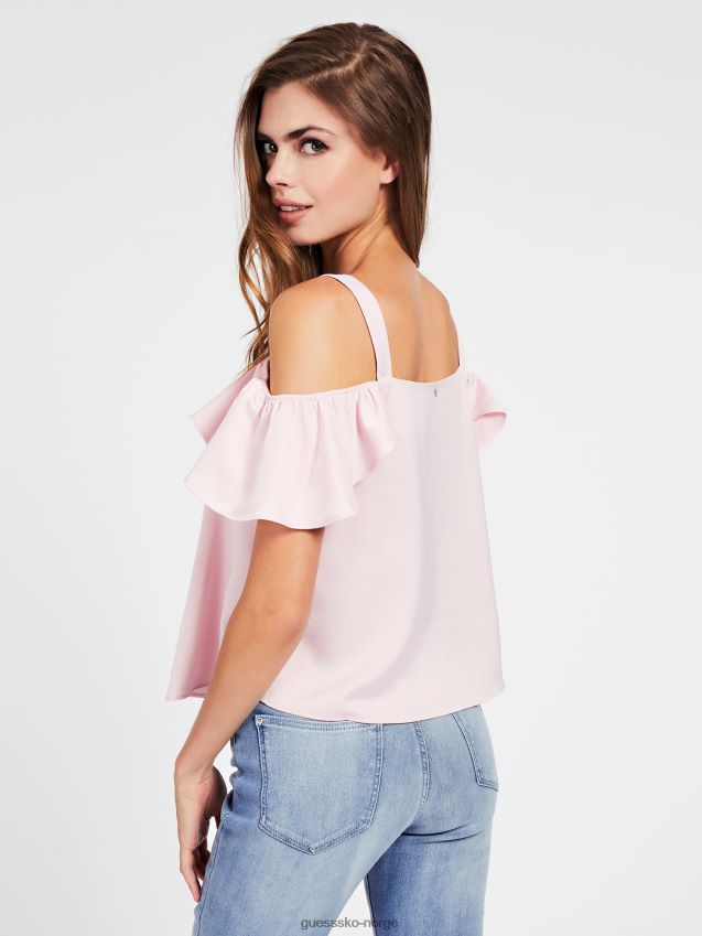 Guess rosa fancy sateng topp med spenne rosa kvinner F0LJ806604