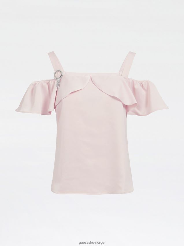 Guess rosa fancy sateng topp med spenne rosa kvinner F0LJ806604