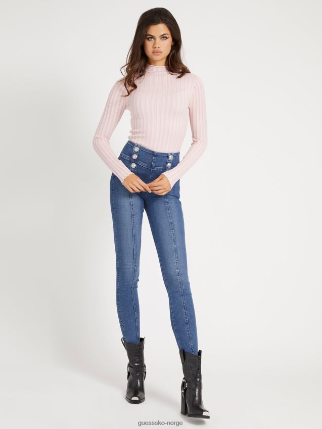 Guess rosa genser i viskoseblanding med turtelhals rosa kvinner F0LJ806669