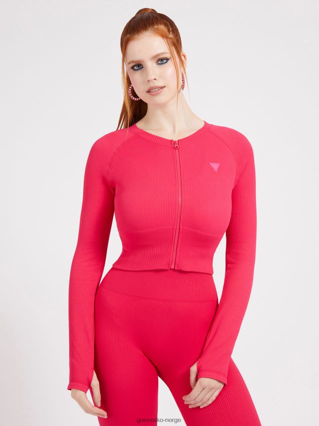 Guess rosa ribbet sømløs aktiv topp rosa kvinner F0LJ803340