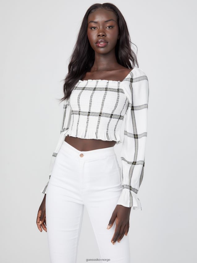 Guess rutete mozzy smocked topp pledd kvinner F0LJ807359