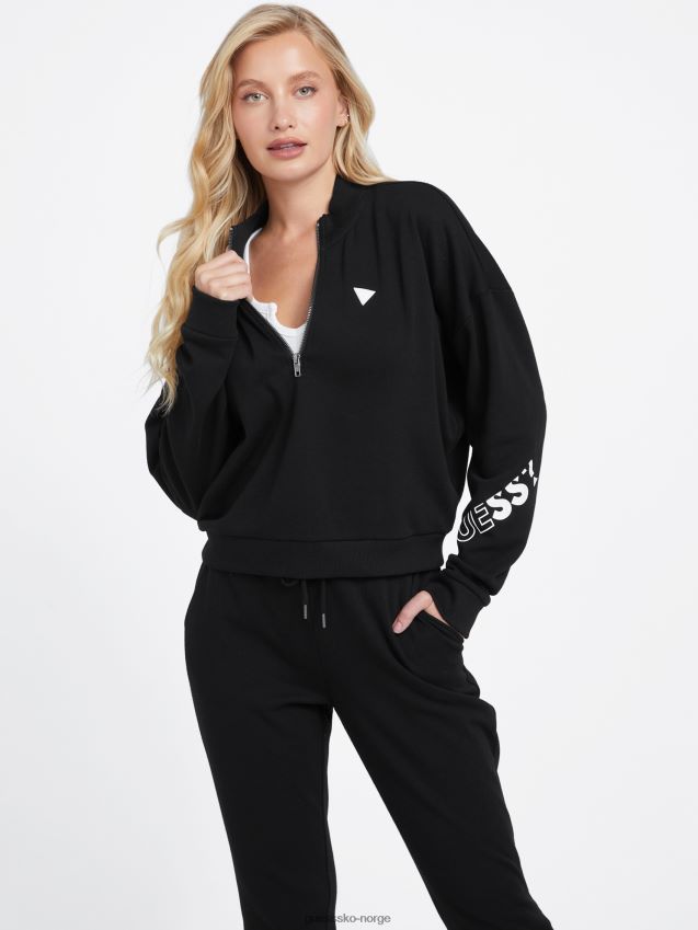 Guess sabrina-logo-genser med glidelås gyllsvart kulsvart kvinner F0LJ806884