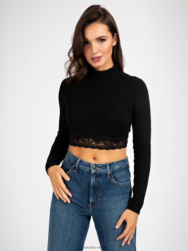 Guess skilpadde hals blonde detaljer genser svart svart kvinner F0LJ806519