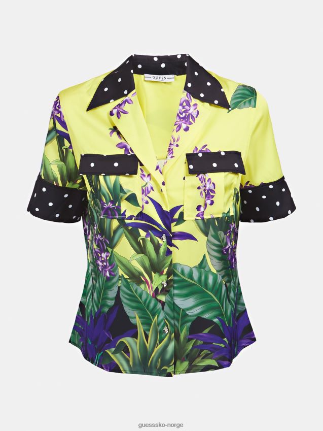 Guess skjorte med flere gule blomstertrykk multi gul kvinner F0LJ806003