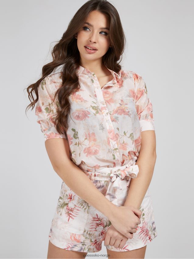 Guess skjorte med floral fantasi med blomsterprint blomsterfantasi kvinner F0LJ806527