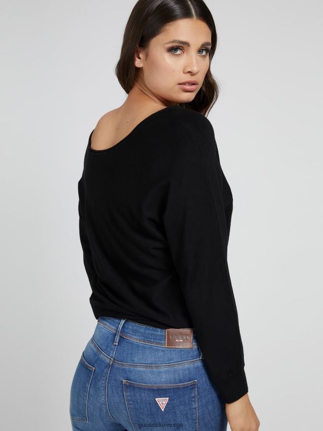 Guess sort g logo broderi genser svart kvinner F0LJ806596