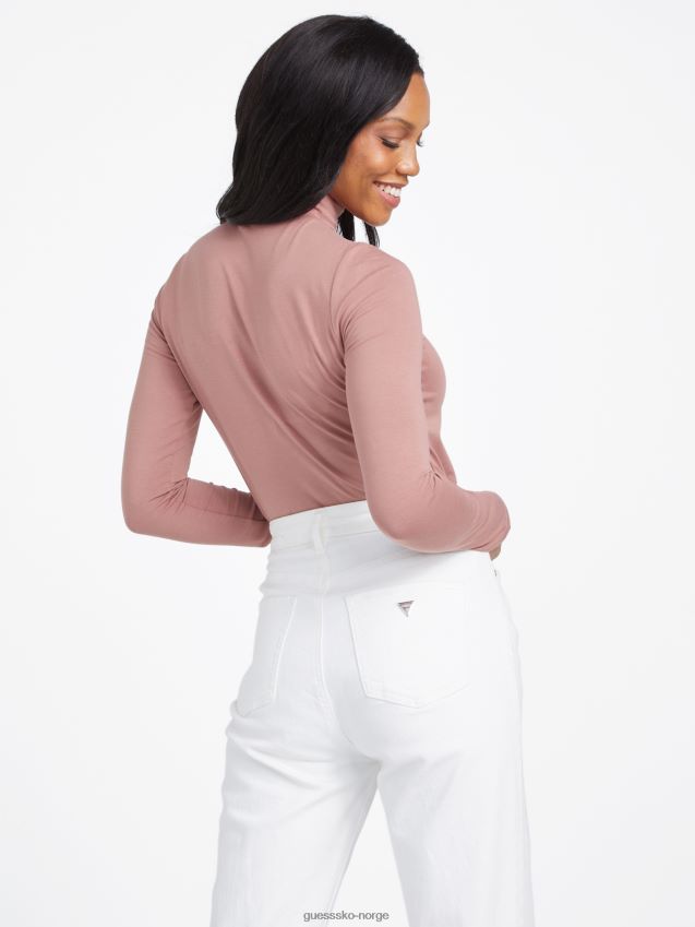 Guess stekt kastanje sydni mock hals topp stekt kastanje kvinner F0LJ807012