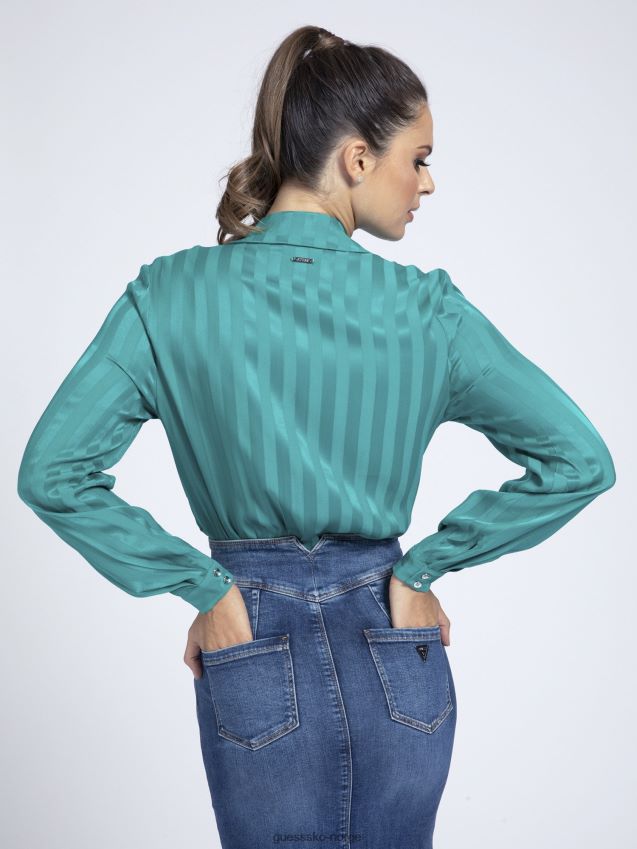 Guess stripet kroppsskjorte grønn grønn kvinner F0LJ806194