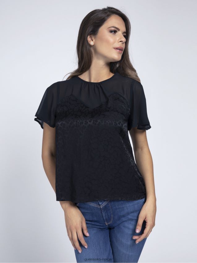 Guess svart jacquard topp animalier svart kvinner F0LJ806101