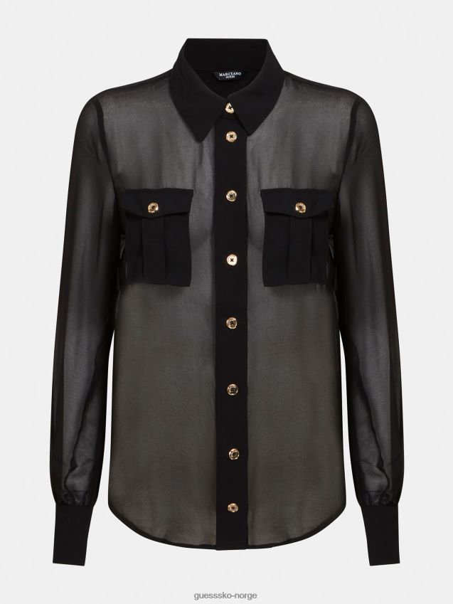 Guess svart marciano georgette skjorte svart kvinner F0LJ806388