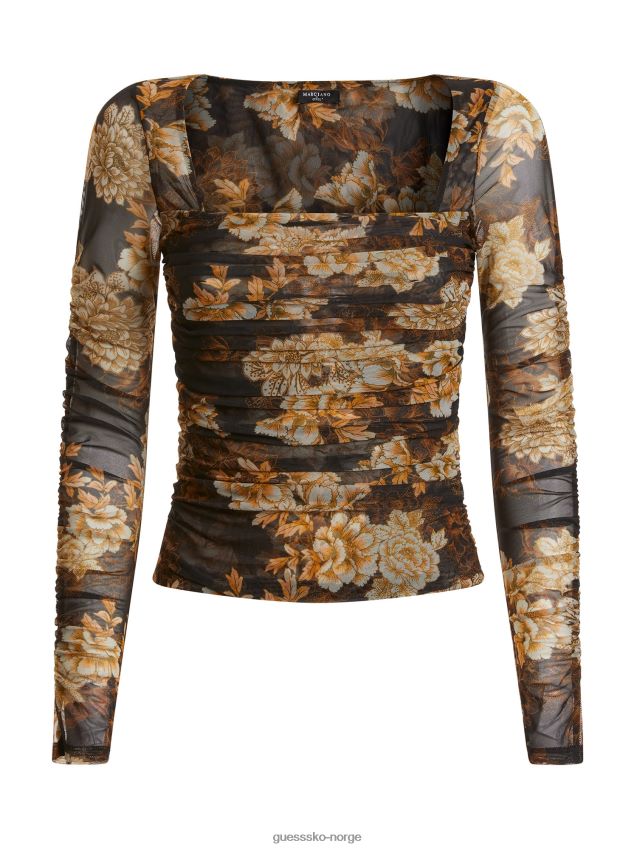Guess svart multi marciano topp med blomstertrykk svart multi kvinner F0LJ802723