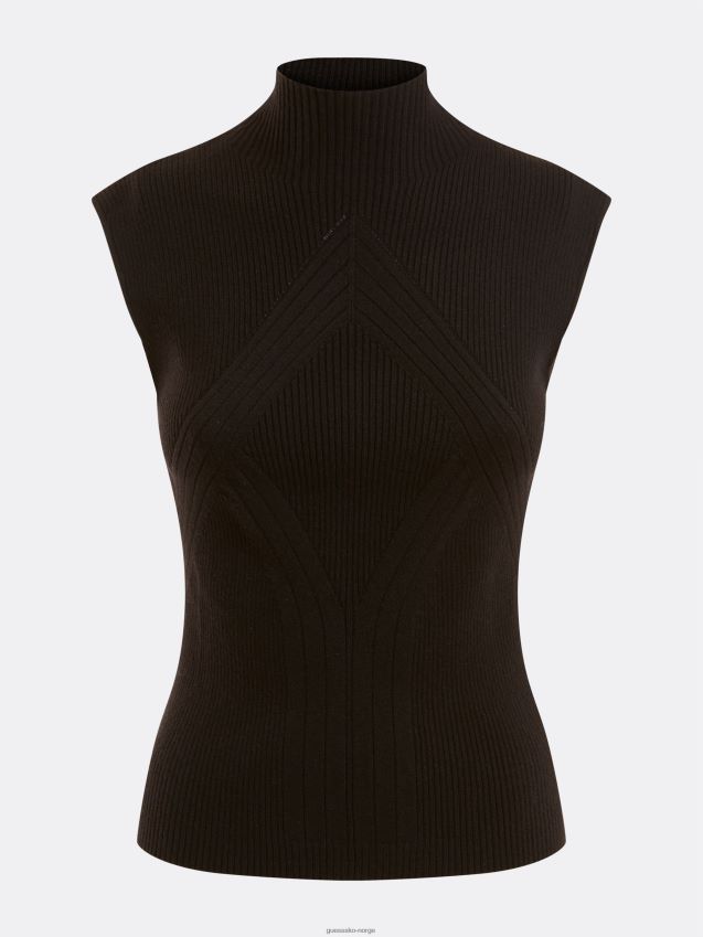 Guess svart rib-genser med skilpad hals svart kvinner F0LJ805668