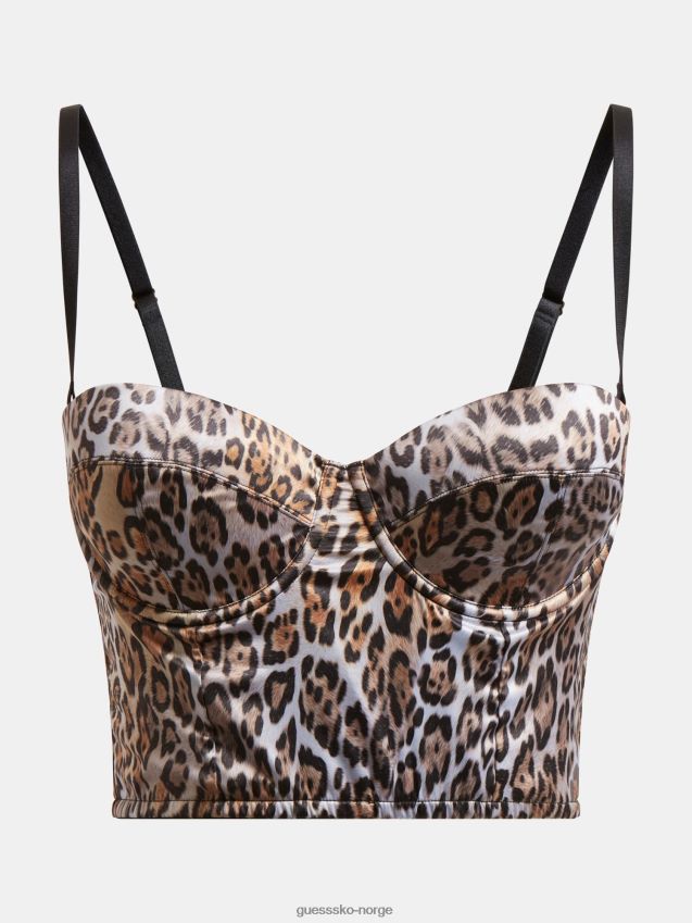 Guess animalier all over print sateng bustier dyrere kvinner F0LJ806727