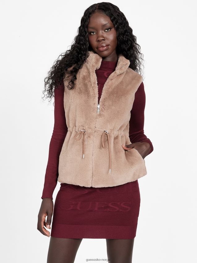 Guess arleen vendbar faux-pels vest fløyel taupe fløyel taupe kvinner F0LJ807103