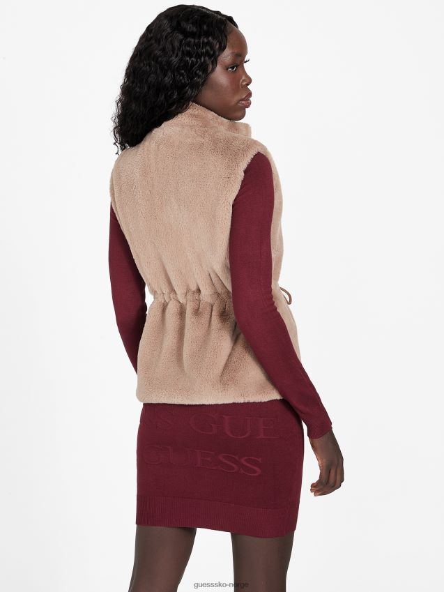 Guess arleen vendbar faux-pels vest fløyel taupe fløyel taupe kvinner F0LJ807103