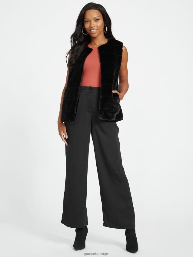 Guess coretta fuskepelsvest kulsort kulsvart kvinner F0LJ806938