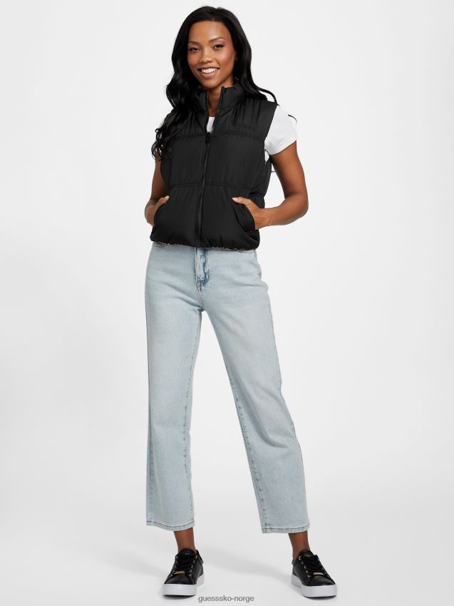 Guess jet black øko rane vendbar puffervest kulsvart kvinner F0LJ806831