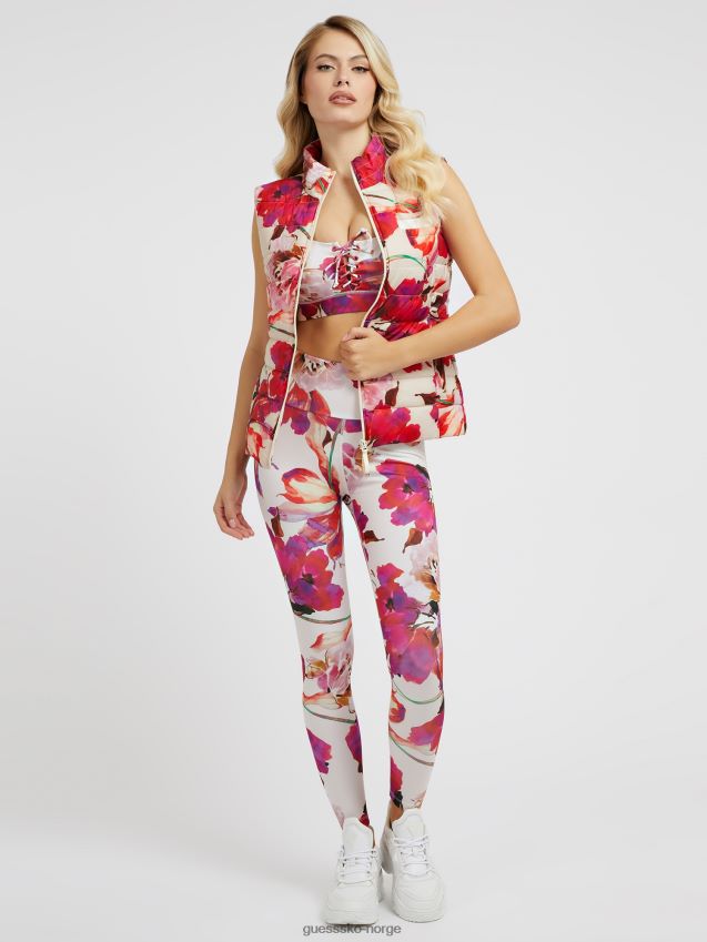 Guess rød multi all over floral puffervest rød multi kvinner F0LJ804871