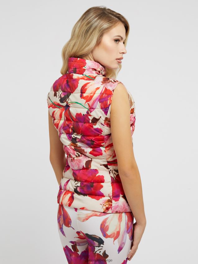 Guess rød multi all over floral puffervest rød multi kvinner F0LJ804871