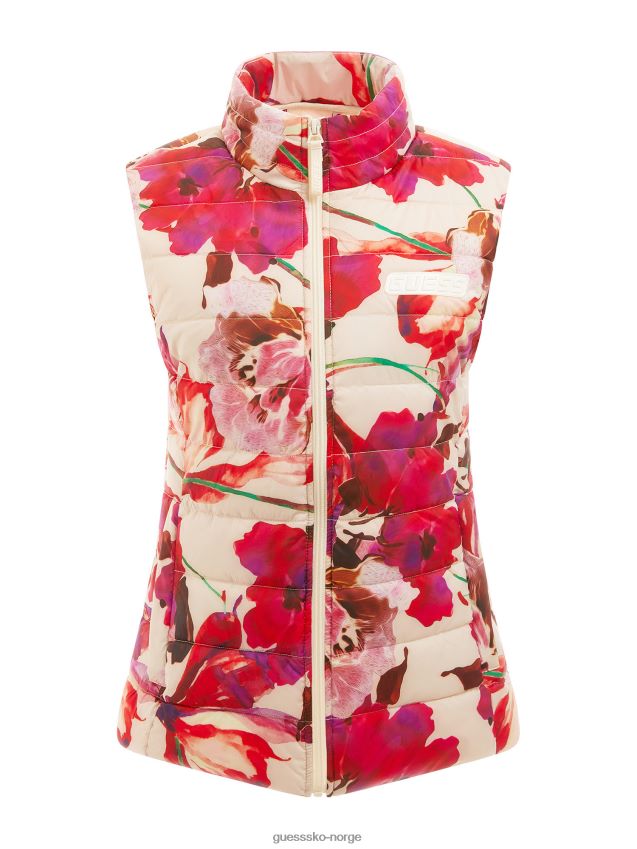 Guess rød multi all over floral puffervest rød multi kvinner F0LJ804871