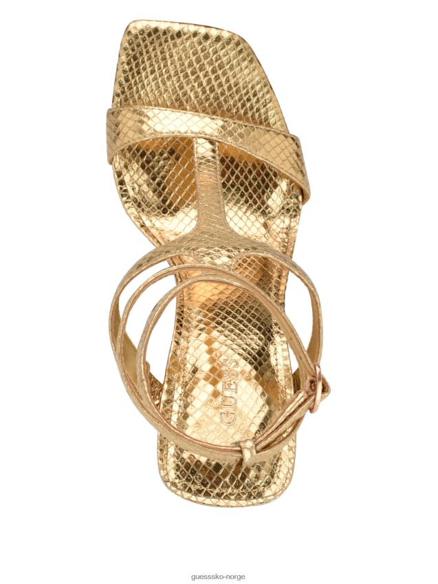 Guess bacio metallisk t-rem kilehæl gull gull kvinner F0LJ809917