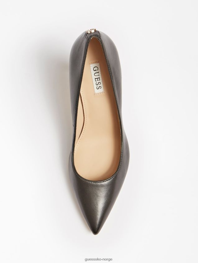Guess dafne banesko i ekte skinn svart svart kvinner F0LJ805536