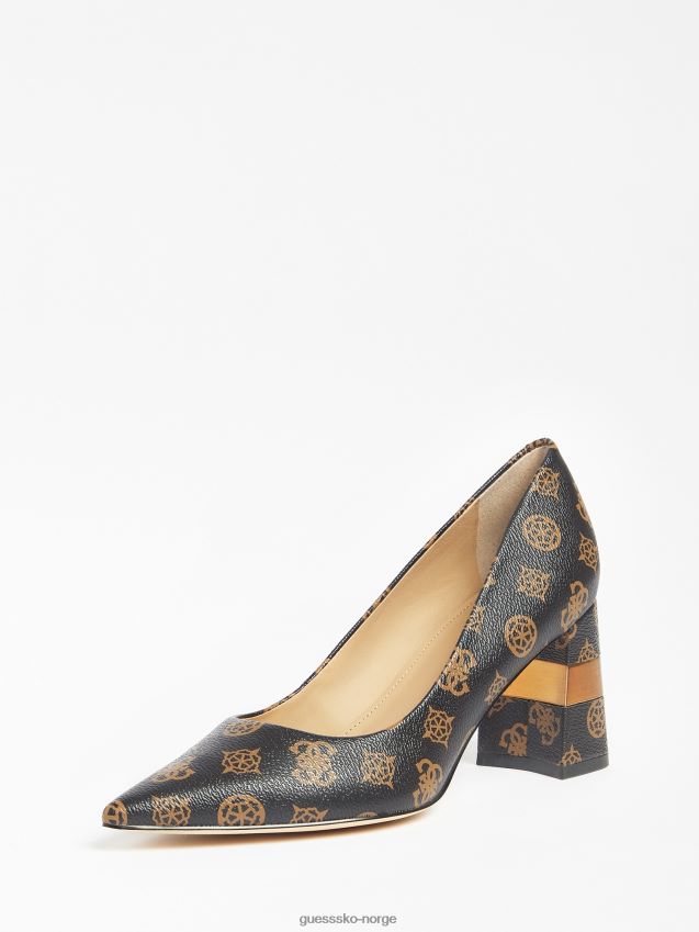 Guess maive 4g peony logo domstol sko brun brun kvinner F0LJ805577